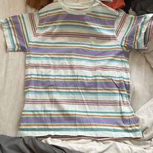 Multi color striped Obey shirt. Medium